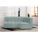 Meridian Arc Mint Green Vegan Leather 3 pc Modular Sectional IMAGE 2