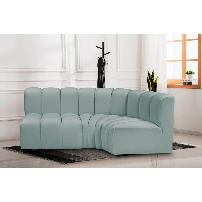 Meridian Arc Mint Green Vegan Leather 3 pc Modular Sectional IMAGE 2