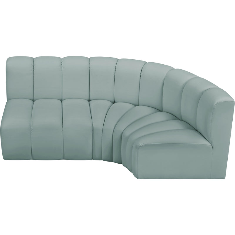 Meridian Arc Mint Green Vegan Leather 3 pc Modular Sectional IMAGE 3