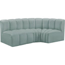 Meridian Arc Mint Green Vegan Leather 3 pc Modular Sectional IMAGE 4
