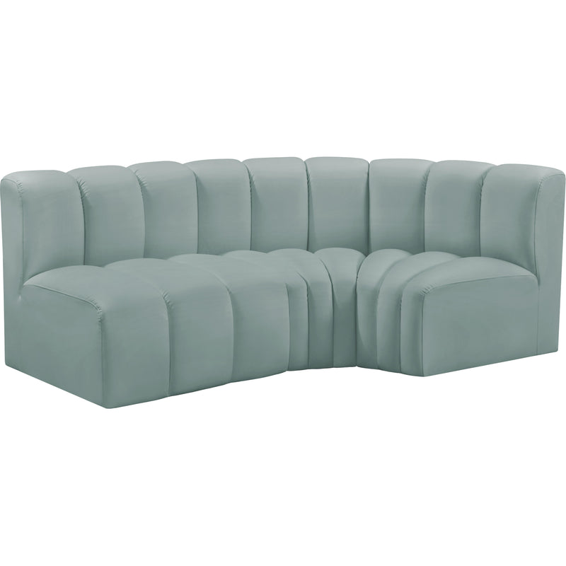 Meridian Arc Mint Green Vegan Leather 3 pc Modular Sectional IMAGE 4