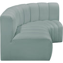 Meridian Arc Mint Green Vegan Leather 3 pc Modular Sectional IMAGE 5