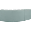 Meridian Arc Mint Green Vegan Leather 3 pc Modular Sectional IMAGE 6
