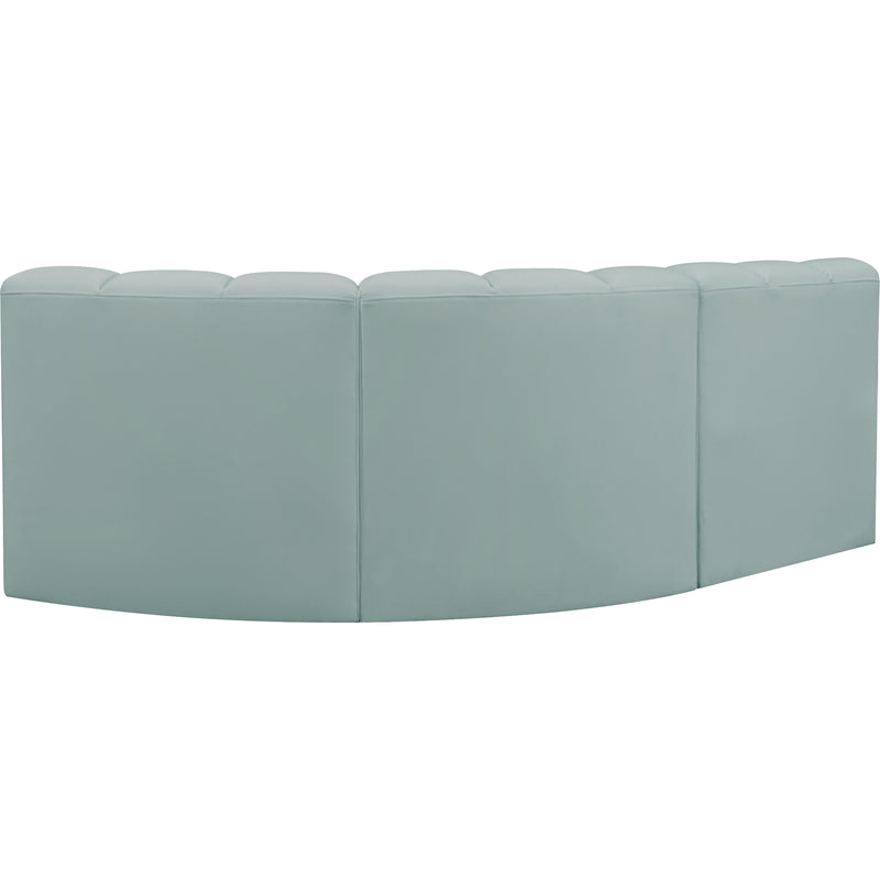 Meridian Arc Mint Green Vegan Leather 3 pc Modular Sectional IMAGE 6