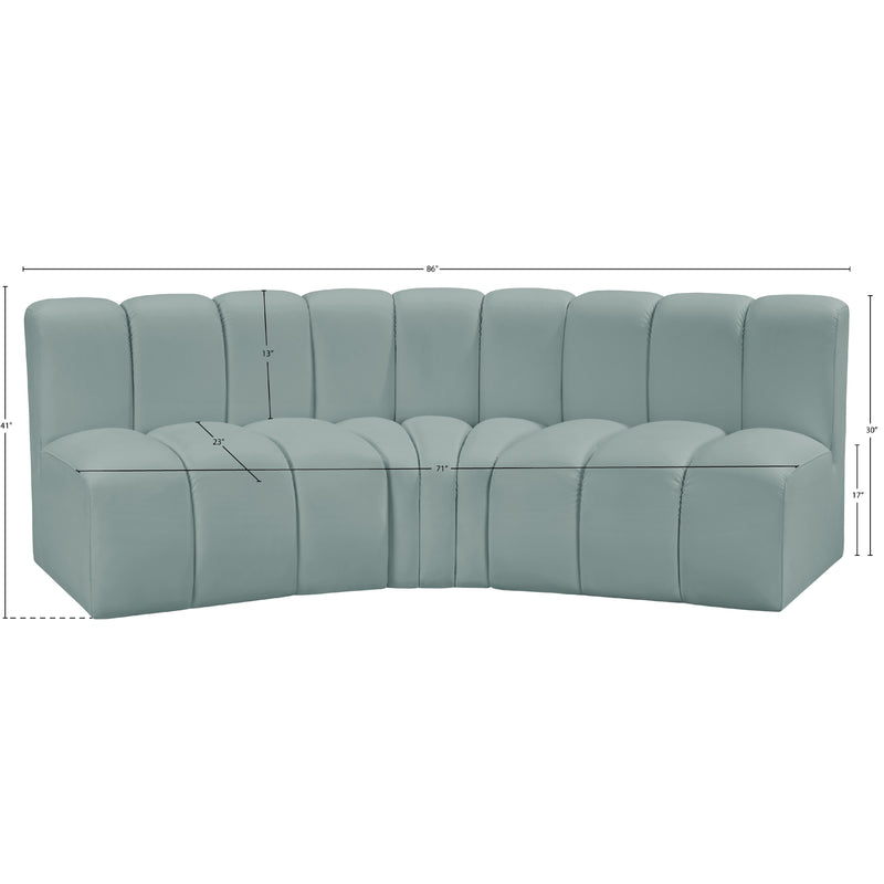 Meridian Arc Mint Green Vegan Leather 3 pc Modular Sectional IMAGE 11
