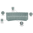 Meridian Arc Mint Green Vegan Leather 3 pc Modular Sectional IMAGE 12