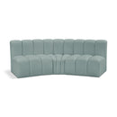 Meridian Arc Mint Green Vegan Leather 3 pc Modular Sectional IMAGE 1