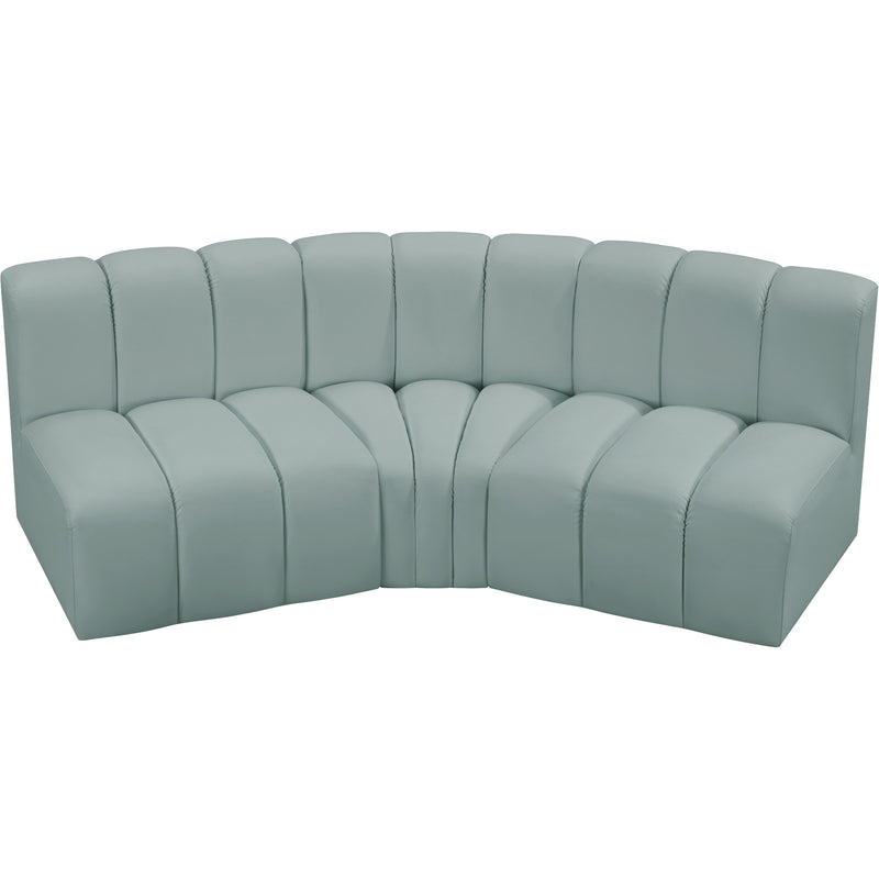 Meridian Arc Mint Green Vegan Leather 3 pc Modular Sectional IMAGE 3