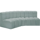 Meridian Arc Mint Green Vegan Leather 3 pc Modular Sectional IMAGE 4