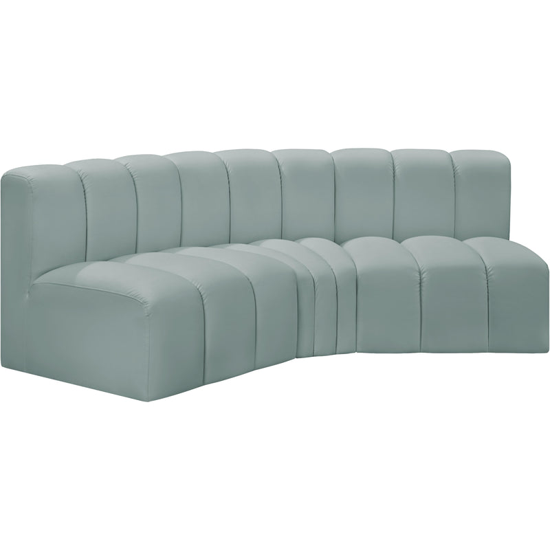 Meridian Arc Mint Green Vegan Leather 3 pc Modular Sectional IMAGE 4