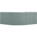 Meridian Arc Mint Green Vegan Leather 3 pc Modular Sectional IMAGE 6