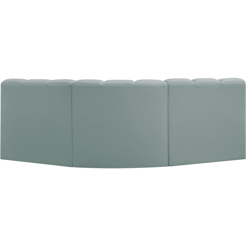Meridian Arc Mint Green Vegan Leather 3 pc Modular Sectional IMAGE 6