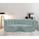 Meridian Arc Mint Green Vegan Leather 3 pc Modular Sectional IMAGE 2