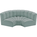 Meridian Arc Mint Green Vegan Leather 3 pc Modular Sectional IMAGE 3