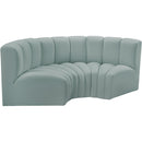 Meridian Arc Mint Green Vegan Leather 3 pc Modular Sectional IMAGE 4