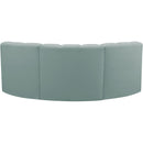 Meridian Arc Mint Green Vegan Leather 3 pc Modular Sectional IMAGE 6