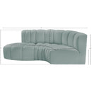 Meridian Arc Mint Green Vegan Leather 3 pc Modular Sectional IMAGE 11