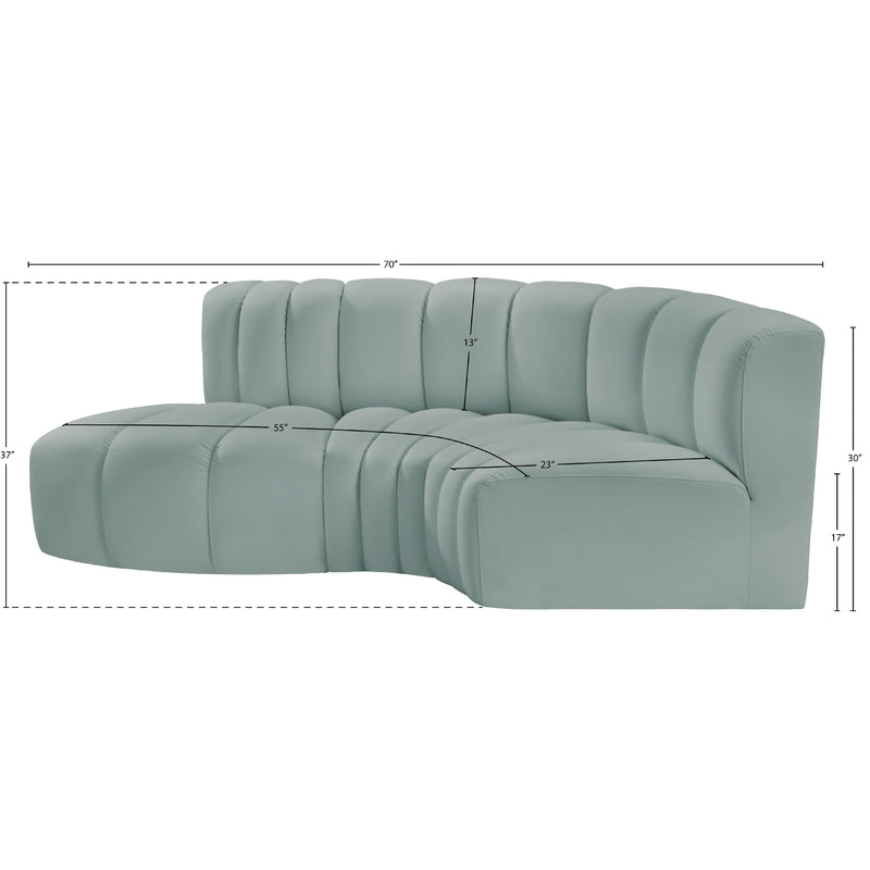 Meridian Arc Mint Green Vegan Leather 3 pc Modular Sectional IMAGE 11