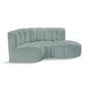 Meridian Arc Mint Green Vegan Leather 3 pc Modular Sectional IMAGE 1