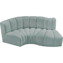 Meridian Arc Mint Green Vegan Leather 3 pc Modular Sectional IMAGE 3