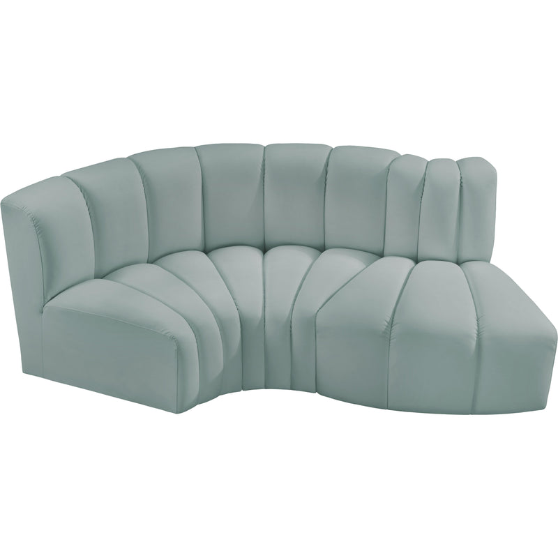 Meridian Arc Mint Green Vegan Leather 3 pc Modular Sectional IMAGE 3