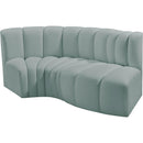 Meridian Arc Mint Green Vegan Leather 3 pc Modular Sectional IMAGE 4