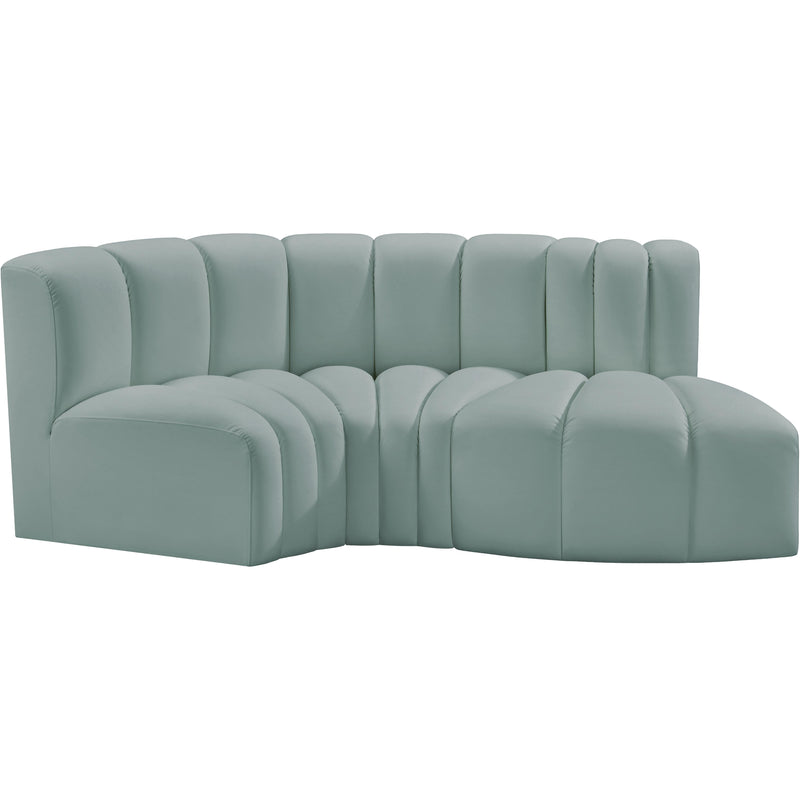 Meridian Arc Mint Green Vegan Leather 3 pc Modular Sectional IMAGE 5