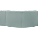 Meridian Arc Mint Green Vegan Leather 3 pc Modular Sectional IMAGE 6