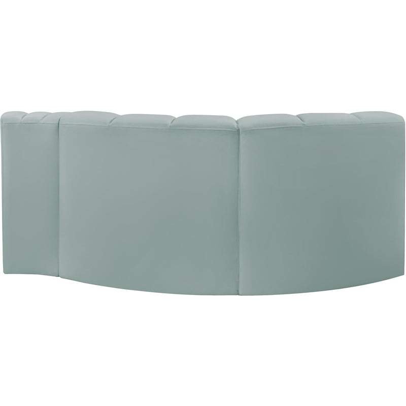 Meridian Arc Mint Green Vegan Leather 3 pc Modular Sectional IMAGE 6