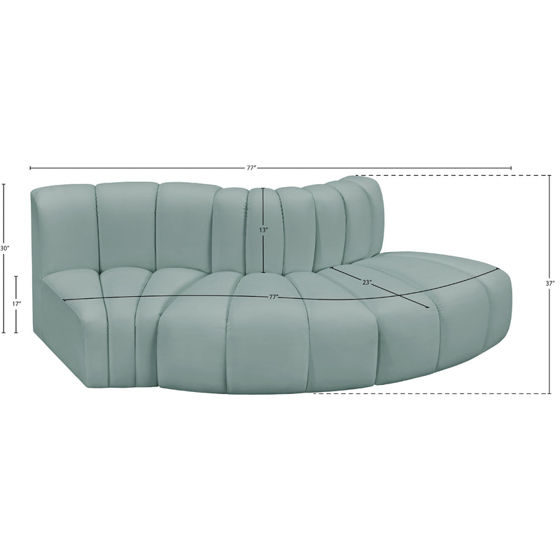 Meridian Arc Mint Green Vegan Leather 3 pc Modular Sectional IMAGE 10