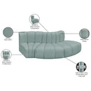 Meridian Arc Mint Green Vegan Leather 3 pc Modular Sectional IMAGE 11