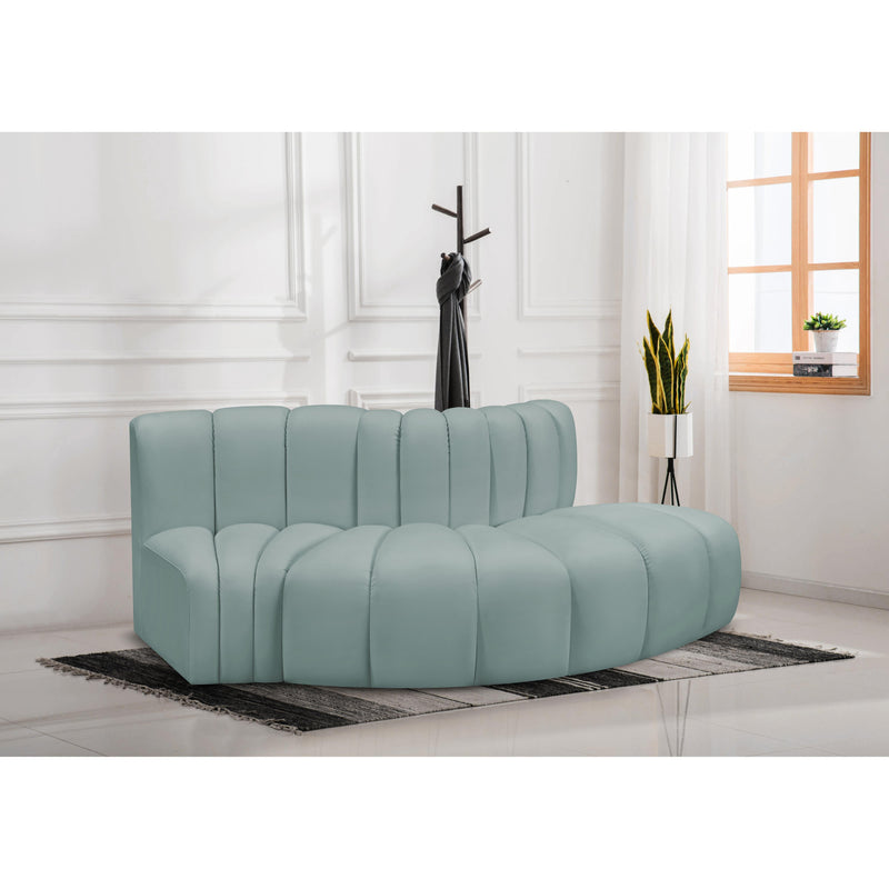 Meridian Arc Mint Green Vegan Leather 3 pc Modular Sectional IMAGE 2