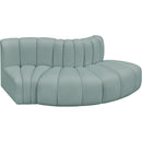 Meridian Arc Mint Green Vegan Leather 3 pc Modular Sectional IMAGE 3