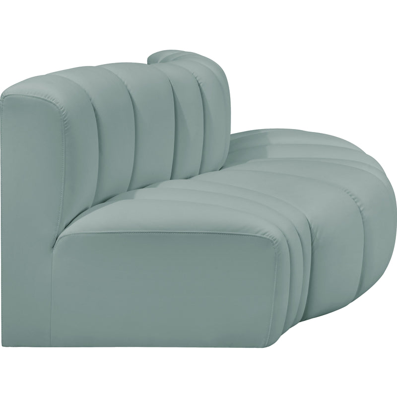 Meridian Arc Mint Green Vegan Leather 3 pc Modular Sectional IMAGE 4