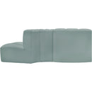 Meridian Arc Mint Green Vegan Leather 3 pc Modular Sectional IMAGE 5