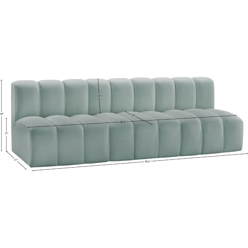 Meridian Arc Mint Green Vegan Leather 3 pc Modular Sectional IMAGE 11