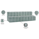 Meridian Arc Mint Green Vegan Leather 3 pc Modular Sectional IMAGE 12