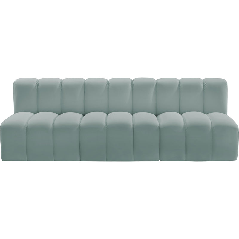 Meridian Arc Mint Green Vegan Leather 3 pc Modular Sectional IMAGE 3