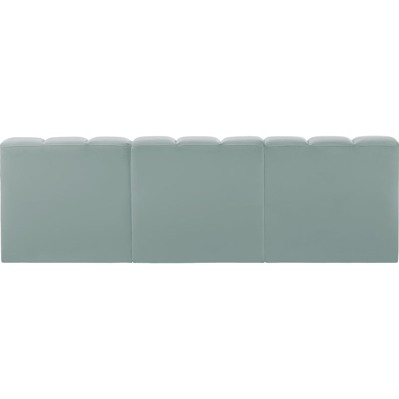 Meridian Arc Mint Green Vegan Leather 3 pc Modular Sectional IMAGE 6