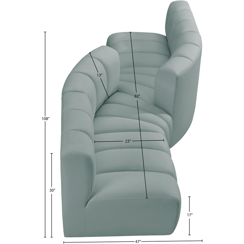 Meridian Arc Mint Green Vegan Leather 4 pc Modular Sectional IMAGE 11
