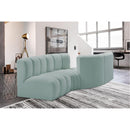 Meridian Arc Mint Green Vegan Leather 4 pc Modular Sectional IMAGE 2