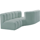 Meridian Arc Mint Green Vegan Leather 4 pc Modular Sectional IMAGE 3