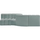 Meridian Arc Mint Green Vegan Leather 4 pc Modular Sectional IMAGE 5