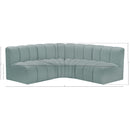 Meridian Arc Mint Green Vegan Leather 4 pc Modular Sectional IMAGE 11