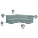 Meridian Arc Mint Green Vegan Leather 4 pc Modular Sectional IMAGE 12