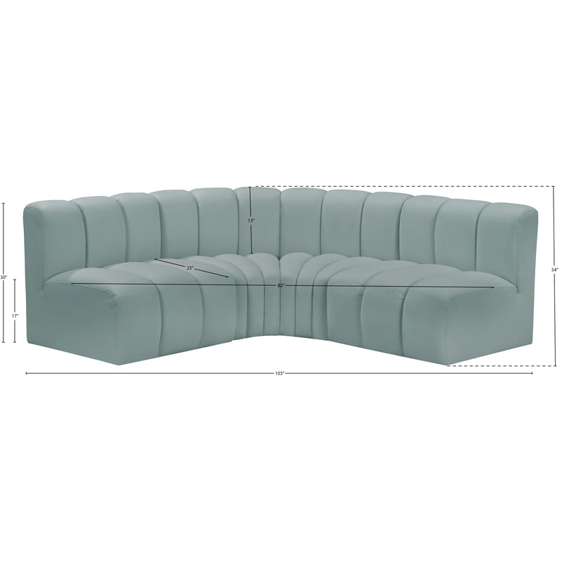 Meridian Arc Mint Green Vegan Leather 4 pc Modular Sectional IMAGE 12