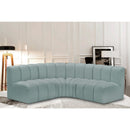 Meridian Arc Mint Green Vegan Leather 4 pc Modular Sectional IMAGE 2