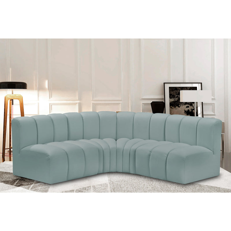 Meridian Arc Mint Green Vegan Leather 4 pc Modular Sectional IMAGE 2