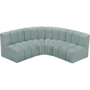 Meridian Arc Mint Green Vegan Leather 4 pc Modular Sectional IMAGE 3