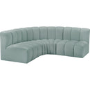 Meridian Arc Mint Green Vegan Leather 4 pc Modular Sectional IMAGE 4